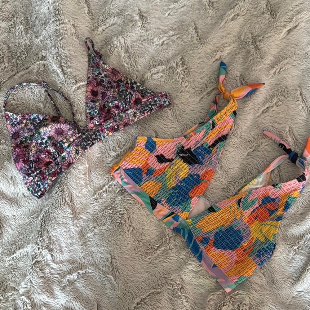 SHEIN Colorful Floral and Abstract Bikini Tops